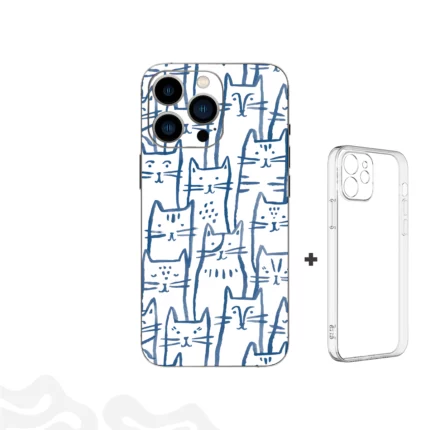 Blue Whiskers Skin – Cat Pattern Edition + Coque Transparente