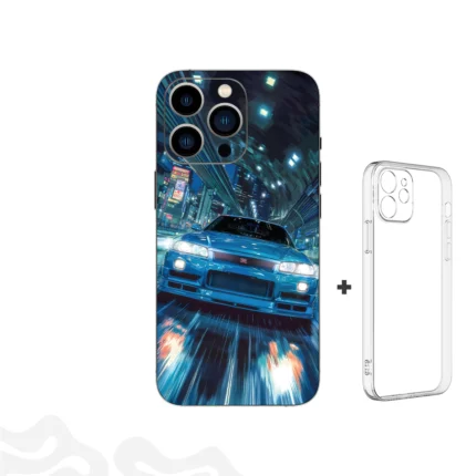 Midnight Drift Skin – Nissan Skyline R34 Neon Rush + Coque Transparente