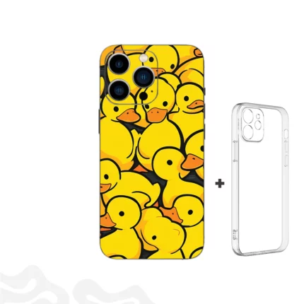 Duck Dive Skin – Yellow Rubber Duck Pattern + Coque Transparente