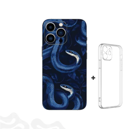 Serpent Bloom Skin – Midnight Blue Pattern + Coque Transparente