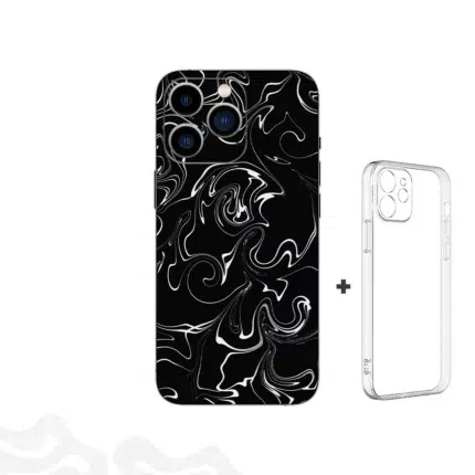 Hypnotic Flow Skin – Noir et Blanc + Coque transparente