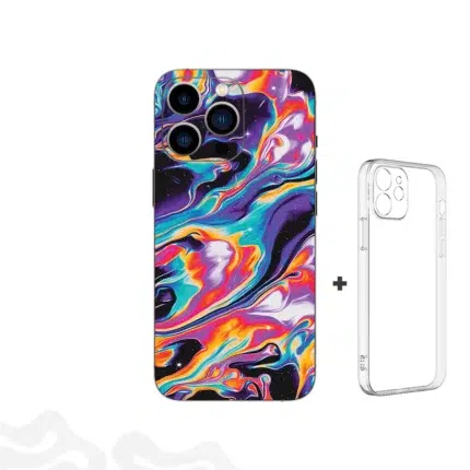 Cosmic Drift Skin – Liquid Marble + Coque Transparente