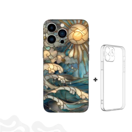 Ocean Radiance Skin – Stained Glass Wave + Coque Transparente