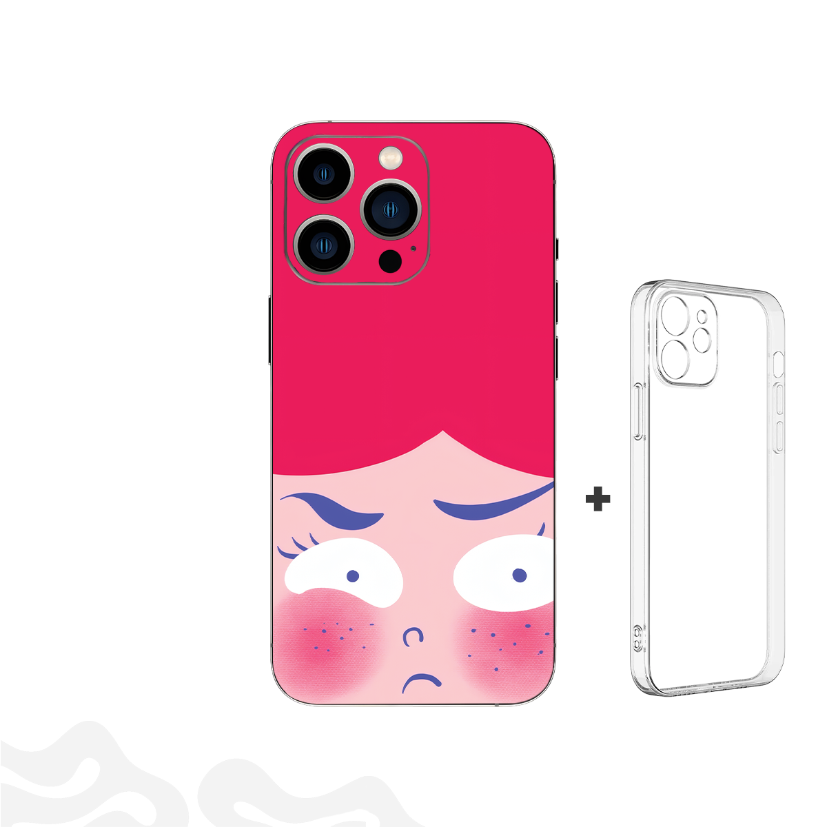 7 Pink Flare Skin – Frustrated Girl Vector Art + Coque Transparente - Image 1