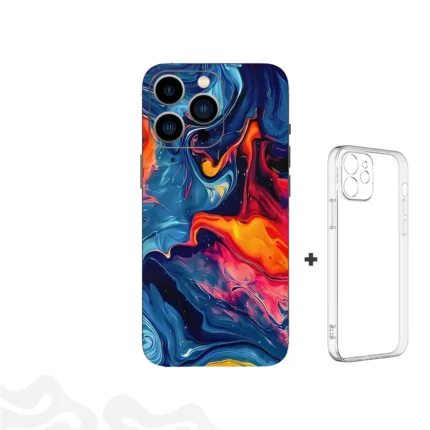 Chromatic Flux Skin – Color Spill + Coque Transparente