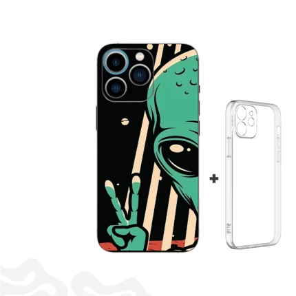 Cosmic Peace Skin – Retro Alien Sci-Fi – Coque Transparente