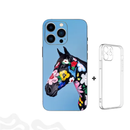 Floral Equine Skin – Pop Art Portrait + Coque Transparente