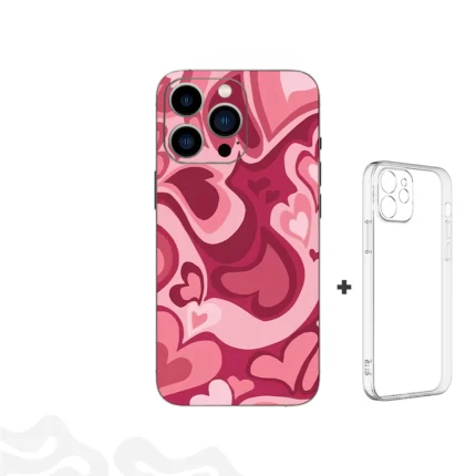 Groovy Hearts Skin - Y2K Pink Wave - Coque Transparent