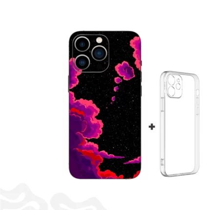 Violet Nebula Skin – Cosmic Frame + Coque Transparente