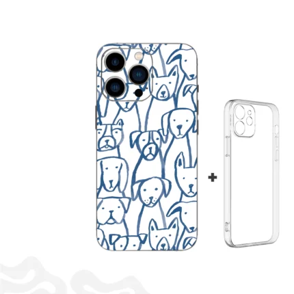 Blue Pup Skin – Canine Pattern Edition + Coque Transparente