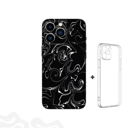 Hypnotic Flow Skin – Noir et Blanc + Coque transparente