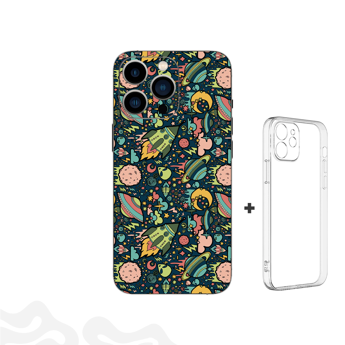 17 Cosmo Doodle Skin – Retro Space Fun + Coque Transparente - Image 1