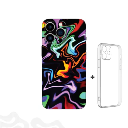 Neon Eruption Skin – Liquid Galaxy Flow + Coque Transparente
